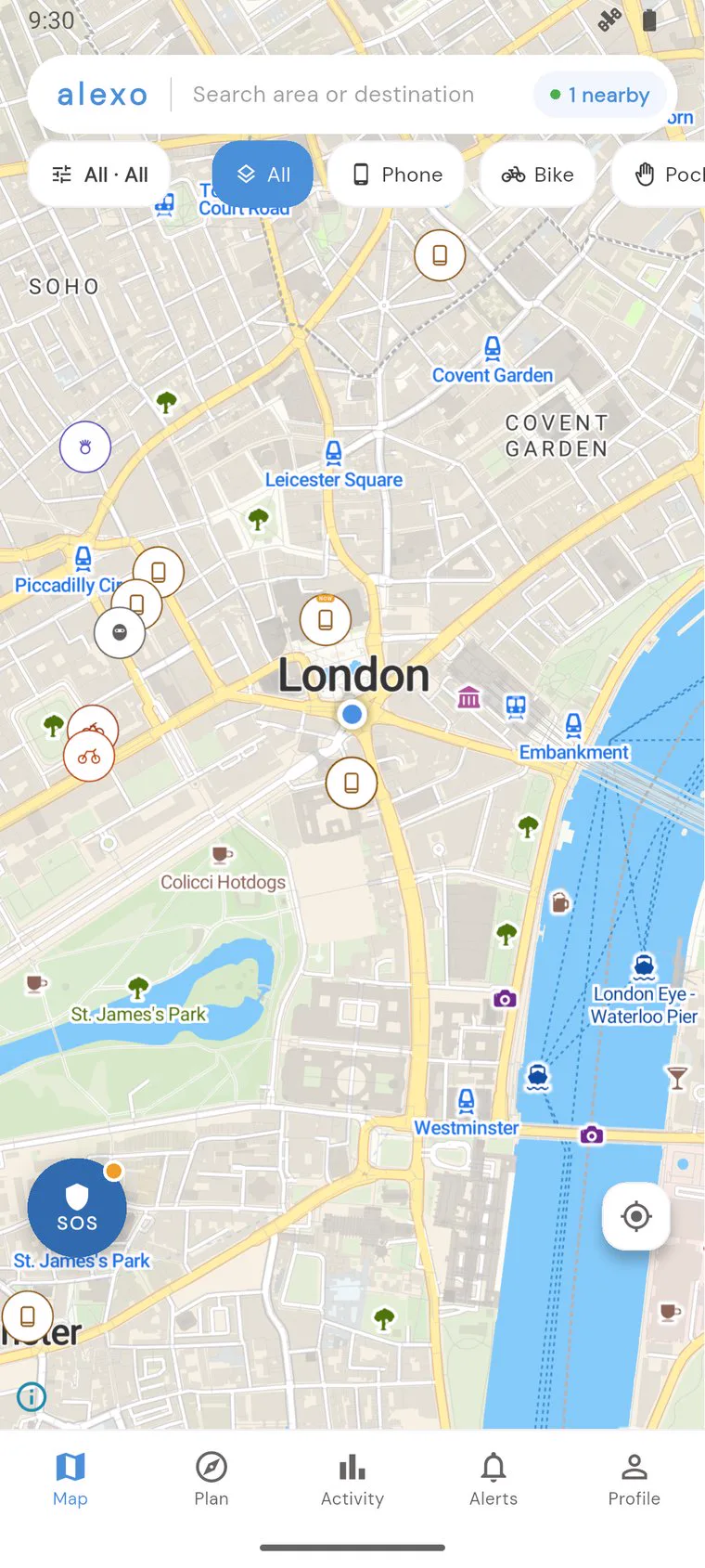 Map showing active incident zones after reporting
